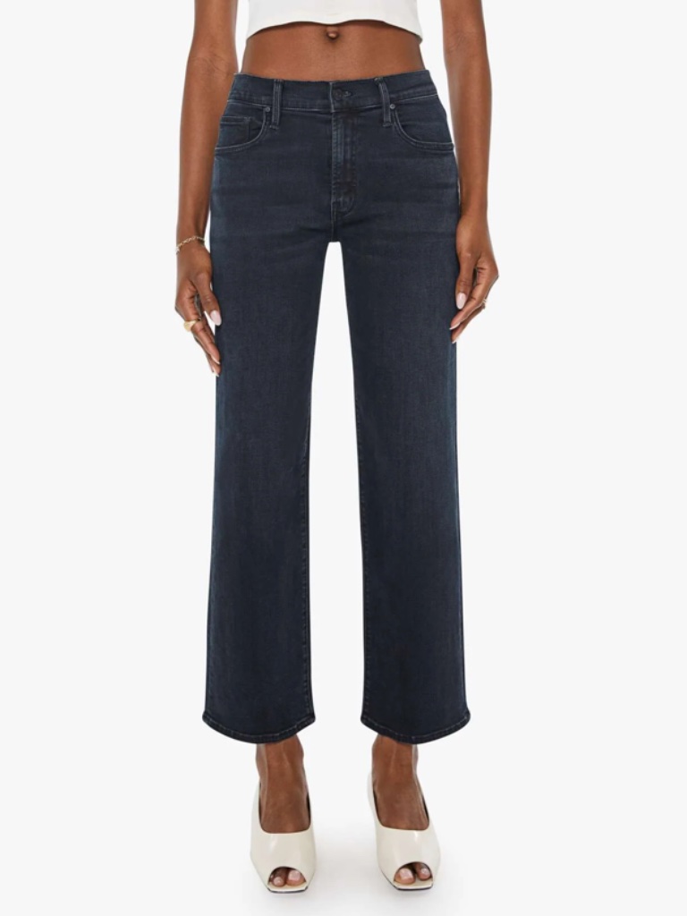 Mother Mid Rise Zip Rambler Ankle Wide Straight Jeans Night In Venice Size 26